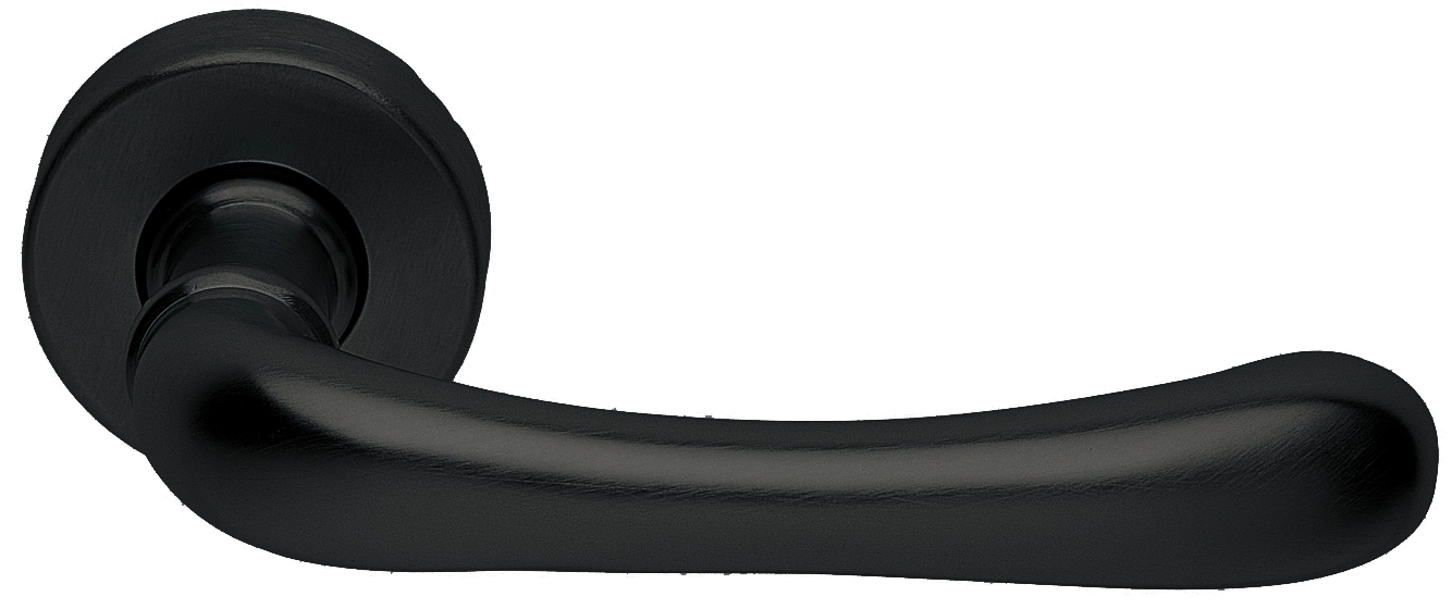 Ручка дверная RING R3-E NERO раздельная на круглой розетке, цвет - черный фото купить Самара