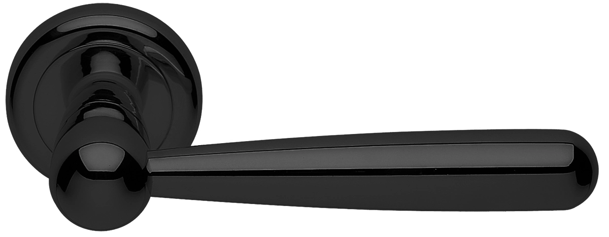 Ручка дверная PINOKKIO R4 NERO раздельная на круглой розетке, цвет - черный фото купить Самара