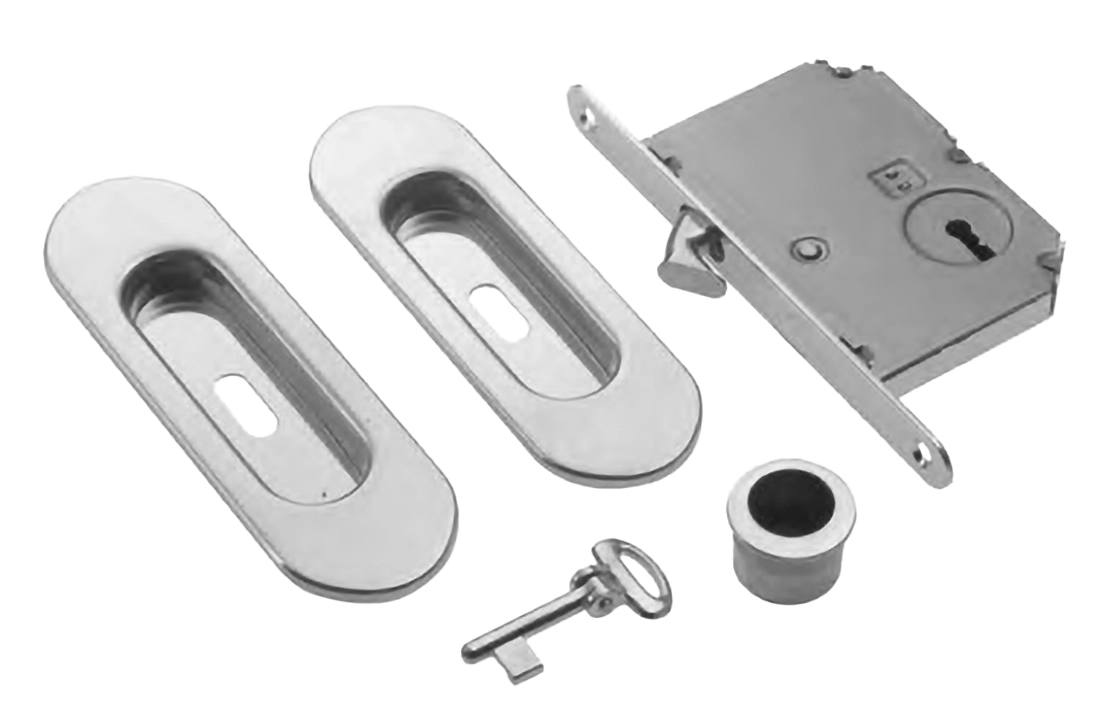 Комплект ручек для раздвижных дверей ART.58/B CRO с пальчиковой ручкой, замком и ключом, цвет - хром фото 1 Комплект ручек для раздвижных дверей ART.58/B CRO с пальчиковой ручкой, замком и ключом, цвет - хром фото купить Самара