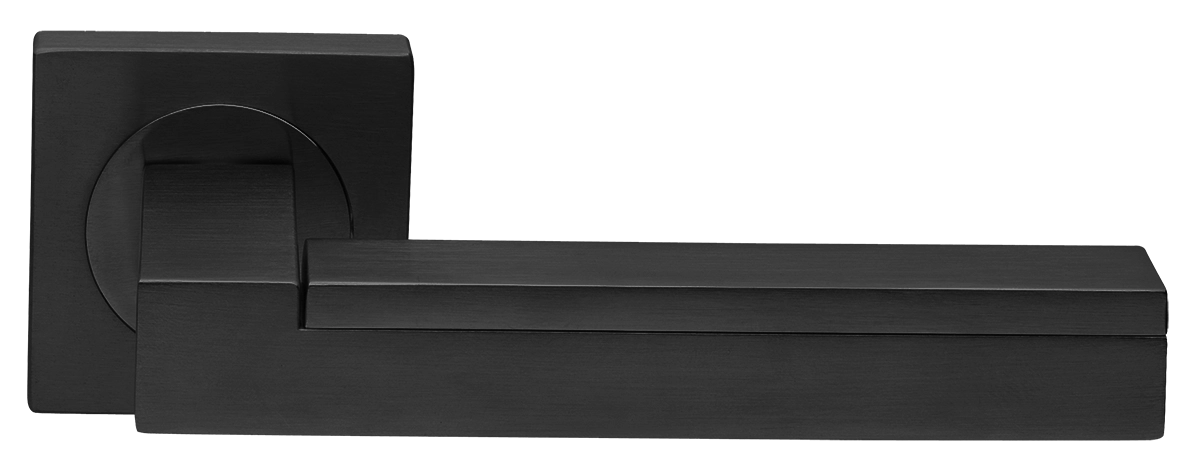 Ручка дверная ISLAND S2 NERO раздельная на квадратной розетке, цвет черный, латунь фото купить в Самаре