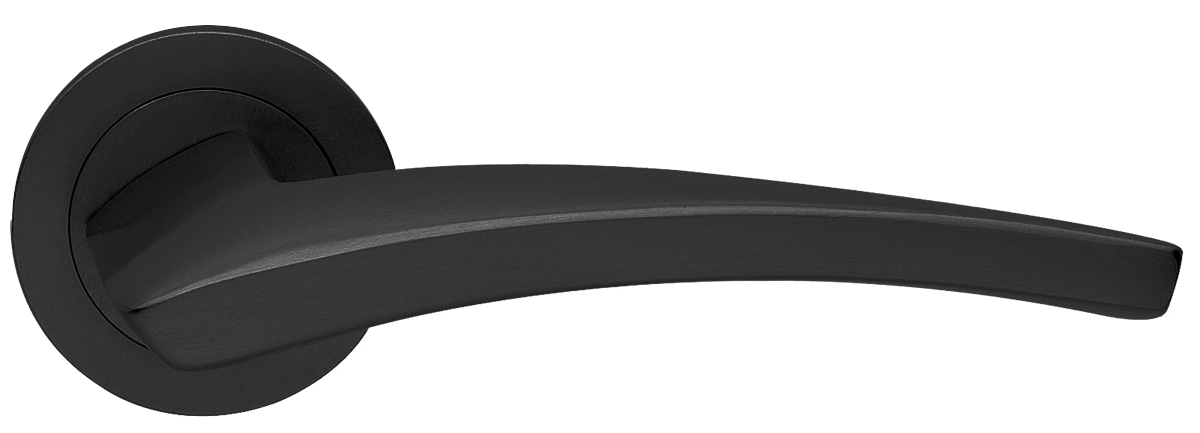 Ручка дверная WIND R2 NERO раздельная на круглой розетке, цвет черный, латунь фото купить в Самаре