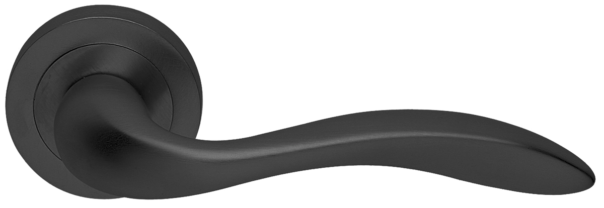 Ручка дверная LEON R2 NERO раздельная на круглой розетке, цвет - черный фото купить в Самаре