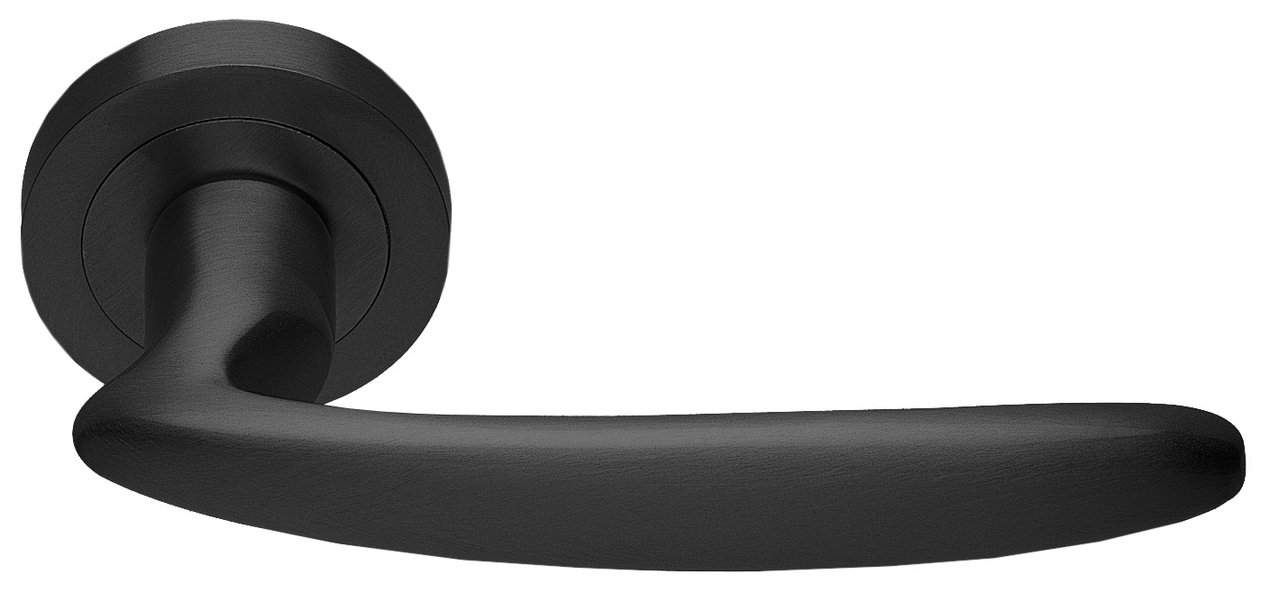 Ручка дверная FLAMINGO R2 NERO раздельная на круглой розетке, цвет черный, латунь фото купить в Самаре