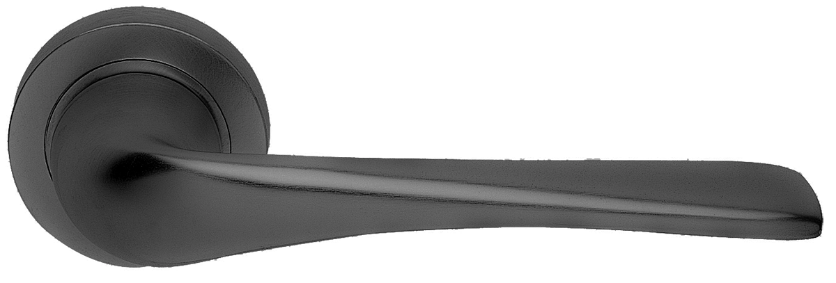 Ручка дверная LE MANS R2 NERO раздельная на круглой розетке, цвет - черный фото купить в Самаре