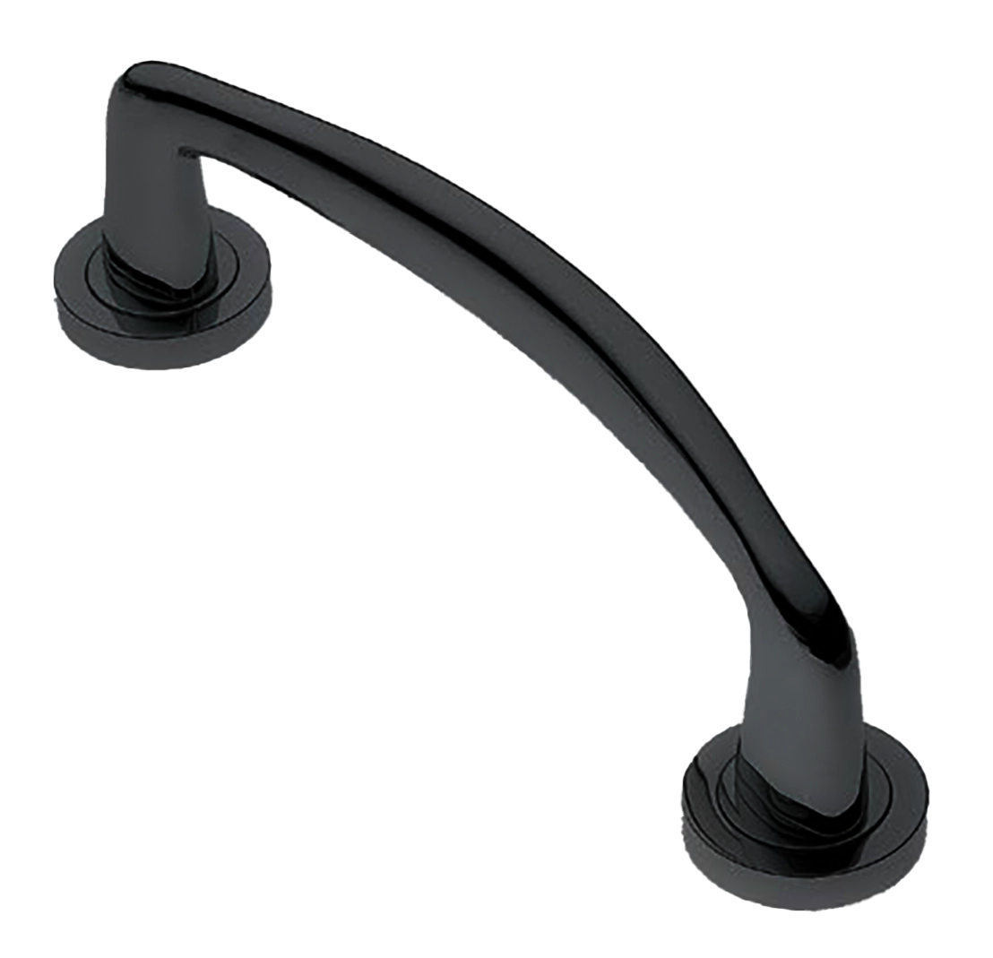 Ручка-скоба дверная COCKATOO PH NERO на круглой розетке, цвет черный, латунь фото купить в Самаре