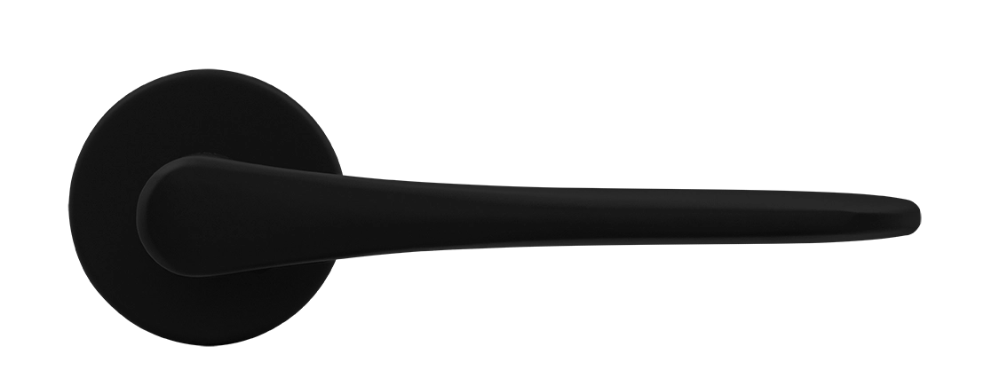 Ручка дверная AULA R5 NERO-ST на круглой розетке, цвет черный soft-touch, ЦАМ фото купить в Самаре