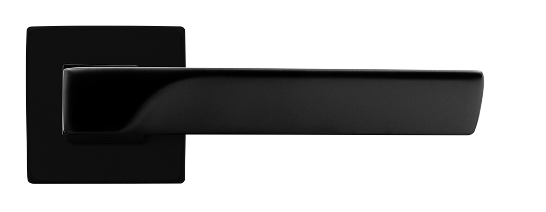 Ручка дверная FIORD S5 NERO-ST на квадратной розетке цвет черный soft-touch, ЦАМ фото купить в Самаре