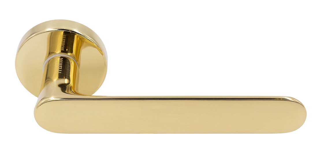 Ручка дверная LE BOAT R5 OTL раздельная на круглой розетке, цвет золото, латунь фото купить Самара