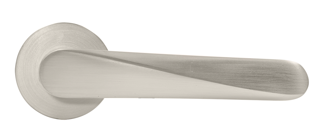 Ручка дверная CAYAN MH-58-R6 MSN раздельная на круглой розетке 6 мм, цвет матовый сатинированный никель, ЦАМ фото купить в Самаре