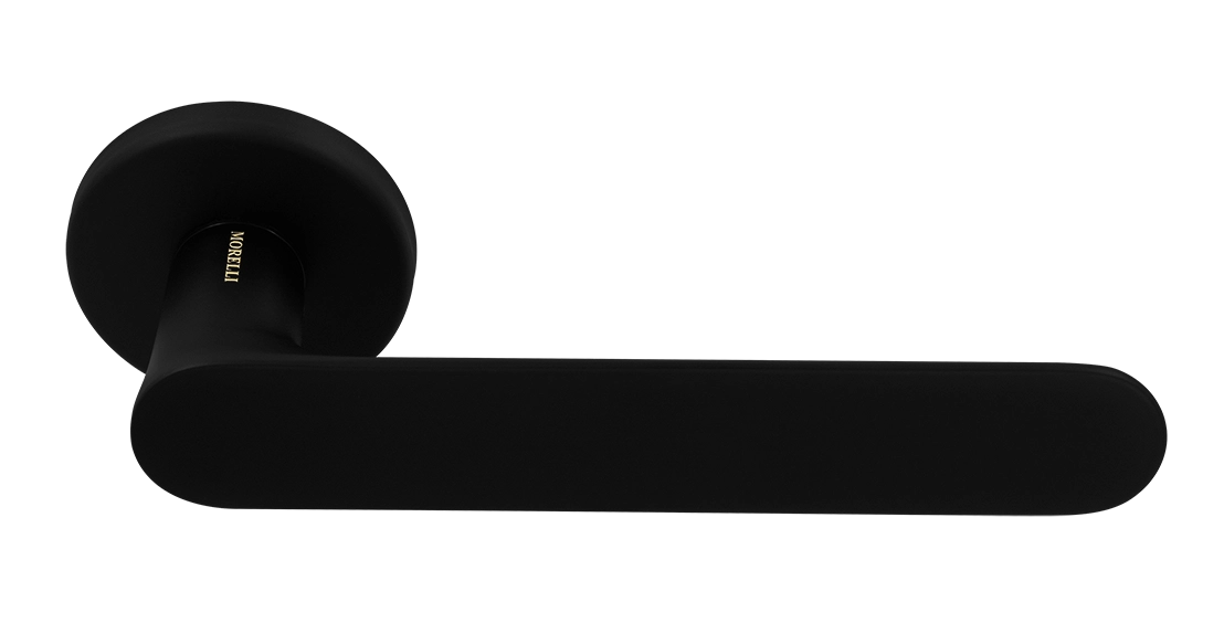 Ручка дверная LE BOAT R5 NERO-ST раздельная на круглой розетке, цвет черный soft-touch, латунь фото купить Самара