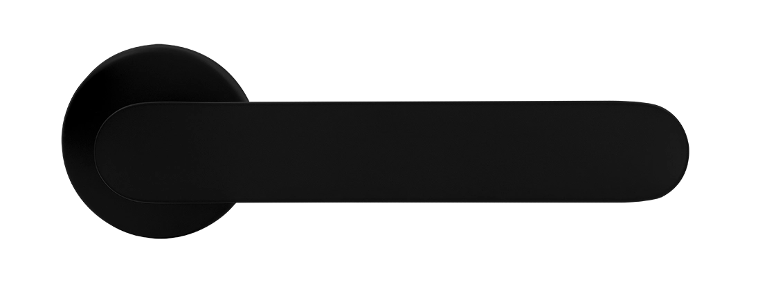 Ручка дверная LE BOAT R5 NERO-ST раздельная на круглой розетке, цвет черный soft-touch, латунь фото купить в Самаре