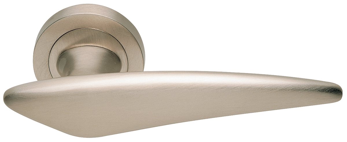 Ручка дверная BOLID R2 NIS раздельная на круглой розетке, цвет матовый никель, латунь фото купить Самара