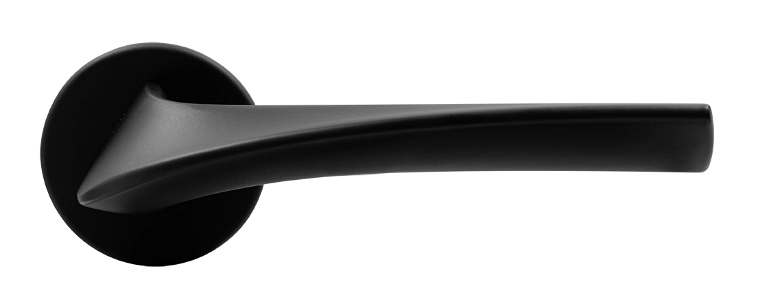 Ручка дверная COMETA R5 NERO-ST на круглой розетке цвет черный soft-touch, ЦАМ фото купить в Самаре