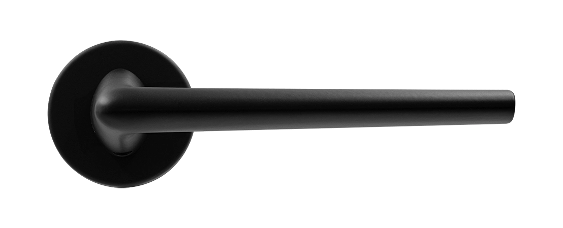 Ручка дверная THE FORCE R5 NERO-ST на круглой розетке, цвет черный soft-touch, ЦАМ фото купить в Самаре