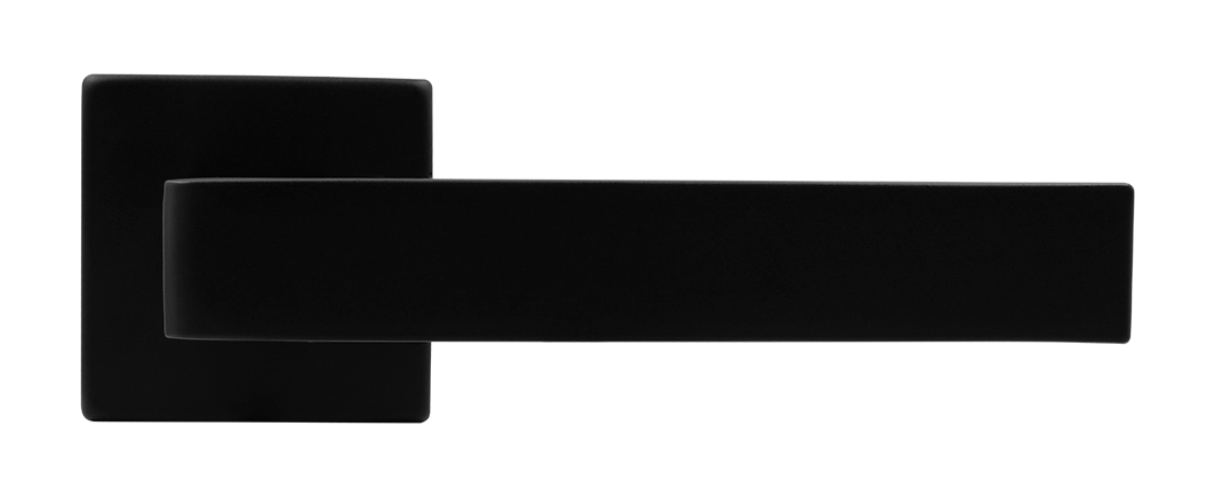 Ручка дверная HORIZONT S5 NERO-ST на квадратной розетке, цвет черный soft-touch, ЦАМ фото купить в Самаре