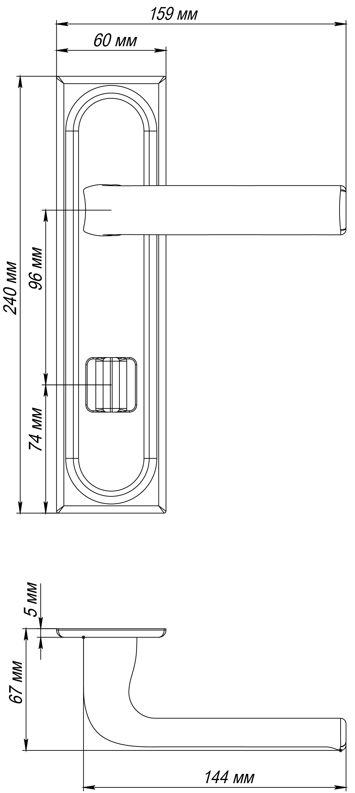Ручка дверная THE BUS STATION PLS WC SST на планке под сантехническую завертку, цвет Летняя гроза/Summer Storm фото фурнитура Самара