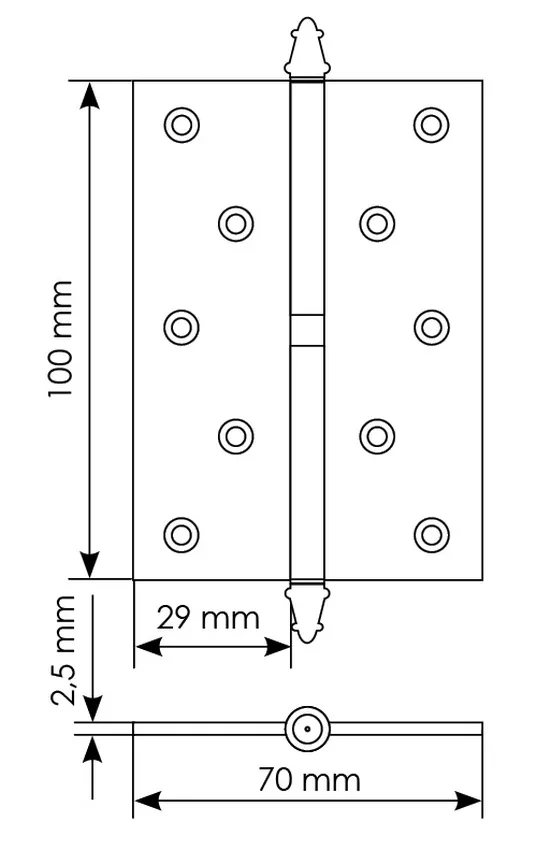 Петля карточная разъемная MSN 100X70X2.5 R COF с подшипником стальная правая, врезная, цвет кофе фото купить в Самаре