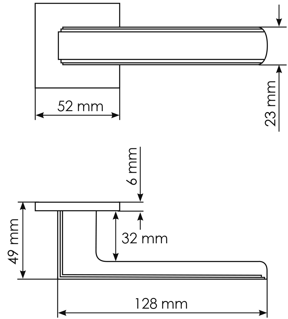 Ручка дверная MH-64-S6 ASC STEPS на квадратной розетке 6 мм, цвет анодированный матовый хром фото фурнитура Самара