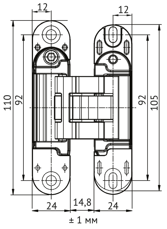 Петля скрытая HH-28 SC врезная с 3D-регулировкой вес полотна до 40 кг, цвет матовый хром фото купить в Самаре