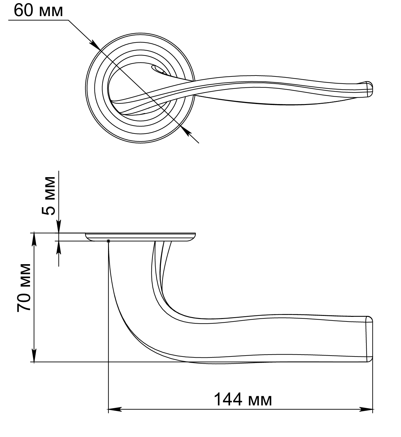 Ручка дверная SKYSCRAPER R7 SST на круглой розетке, цвет Летняя гроза/Summer Storm фото фурнитура Самара