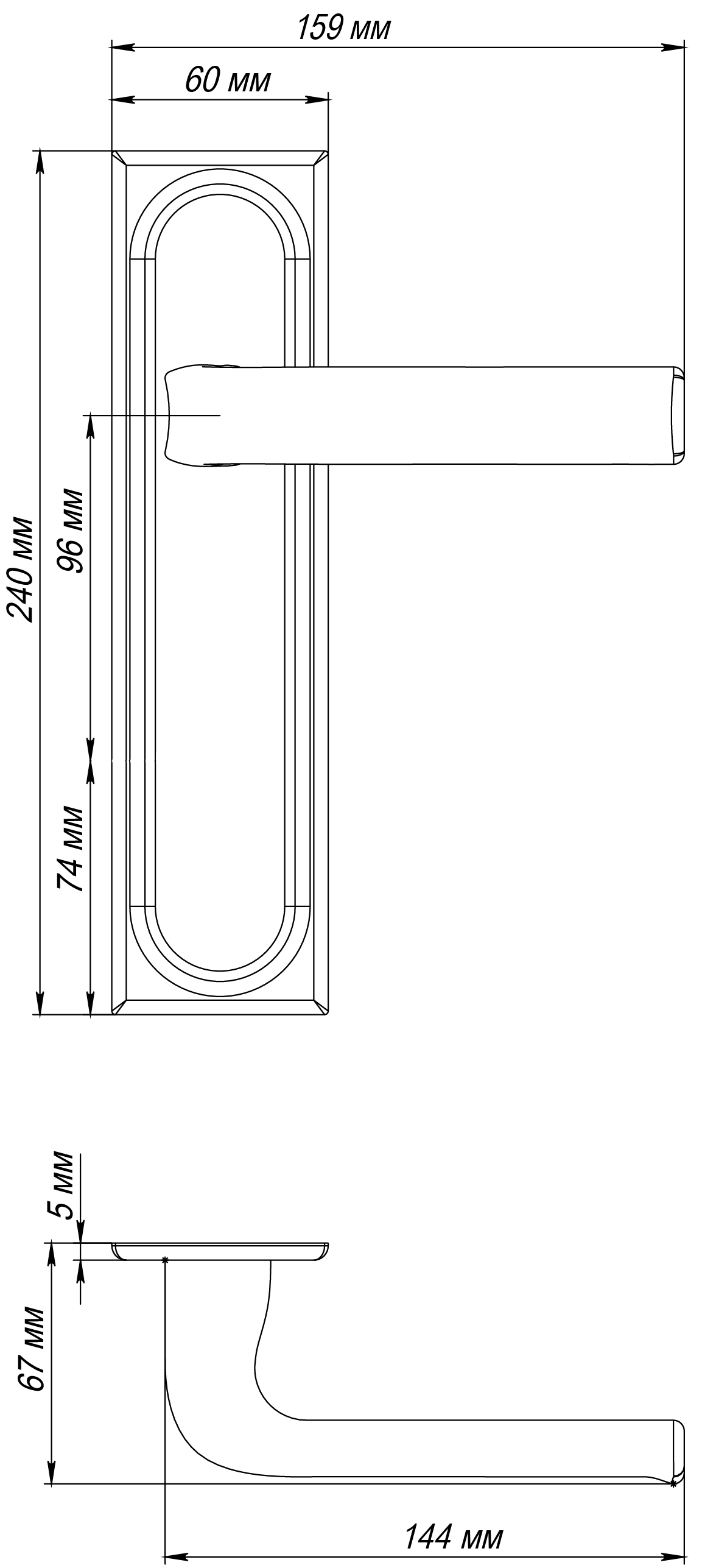 Ручка дверная THE BUS STATION PLS SST на планке, цвет Летняя гроза/Summer Storm фото фурнитура Самара