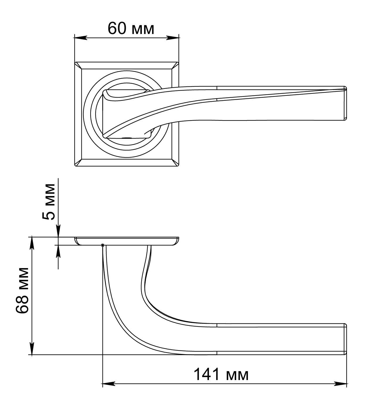 Ручка дверная WD CONCERT HALL S7 AH на квадратной розетке, цвет Осенний мёд/Autumn Honey фото фурнитура Самара