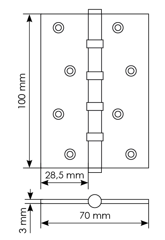 Петля карточная универсальная MBU 100X70X3-4BB COF латунь,врезная,цвет кофе фото купить в Самаре