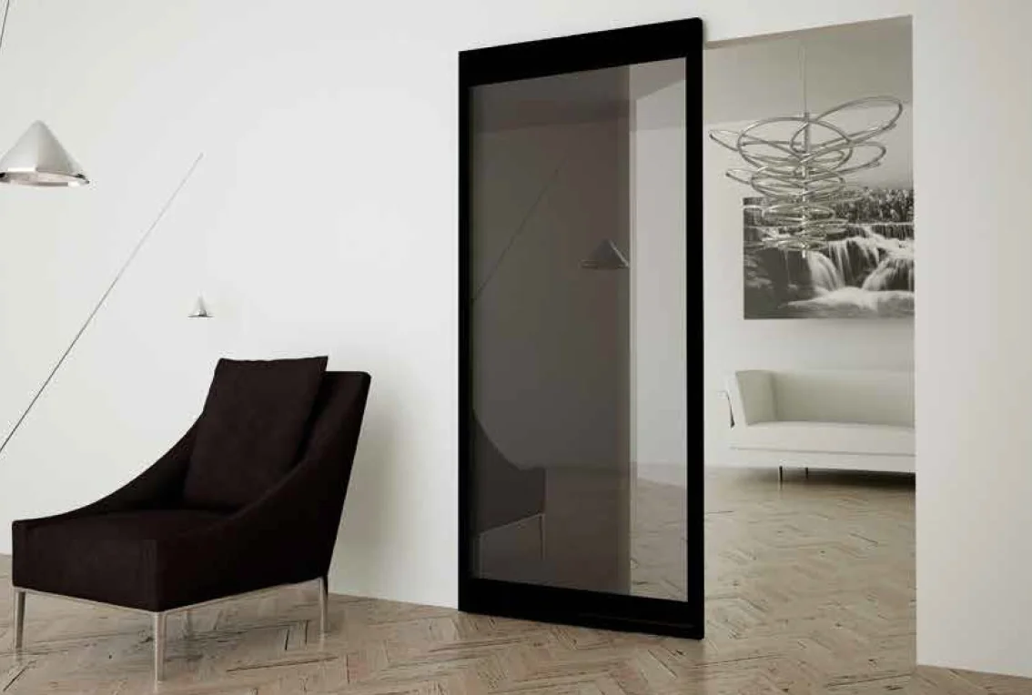 INVISIBLE-2 FRAME 1500/3000 NS, раздвижная система для дверей шириной  1500мм, высотой 3000мм, цвет - черный фото купить Самара