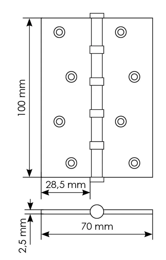 Петля универсальная карточная MS 100X70X2.5-4BB W стальная, врезная, цвет белый, сталь фото купить в Самаре