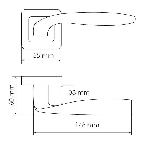 Ручка дверная SHELL MH-45 GR/CP-S55 раздельная на квадратной розетке, цвет графит/хром, ЦАМ Light фото купить в Самаре