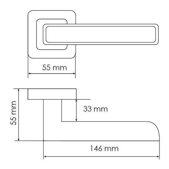 Ручка дверная FLEX MH-44 GR/CP-S55 раздельная на квадратном основании, цвет графит/хром, ЦАМ Light фото купить в Самаре