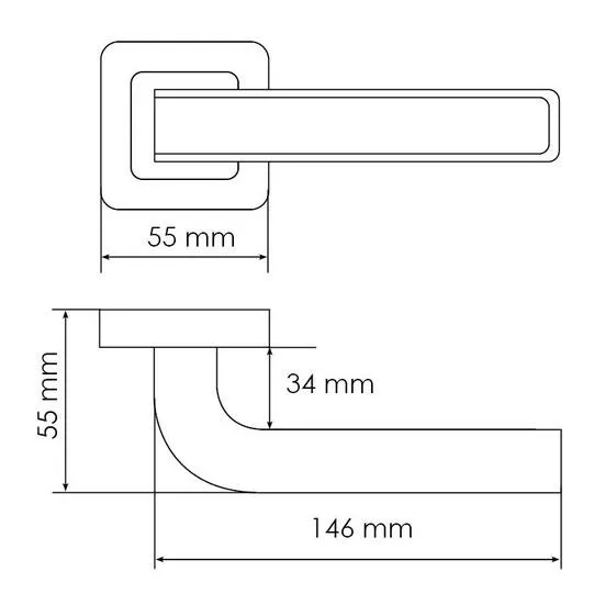 Ручка дверная EON MH-46 GR/CP-S55 раздельная на квадратной розетке, цвет графит/хром, ЦАМ Light фото фурнитура Самара