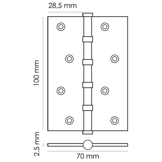 Петля карточная универсальная MS 100X70X2.5-4BB BL, врезная, цвет черный, сталь фото купить в Самаре