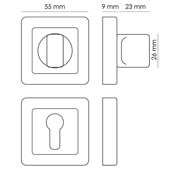 Завертка сантехническая MH-WC-S55 GR/PC квадратная цвет графит/хром фото купить в Самаре