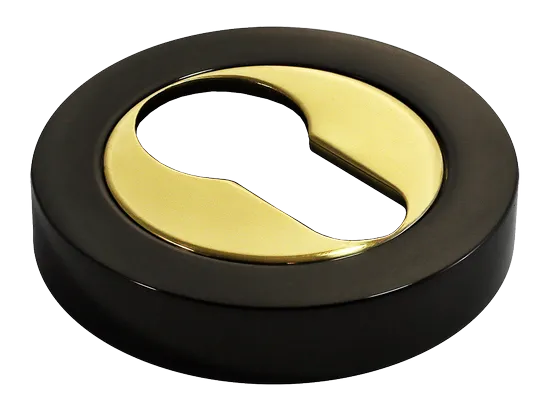 LUX-KH-R2 NNO, накладка на евроцилиндр, цвет - черный хром/золото фото купить Самара
